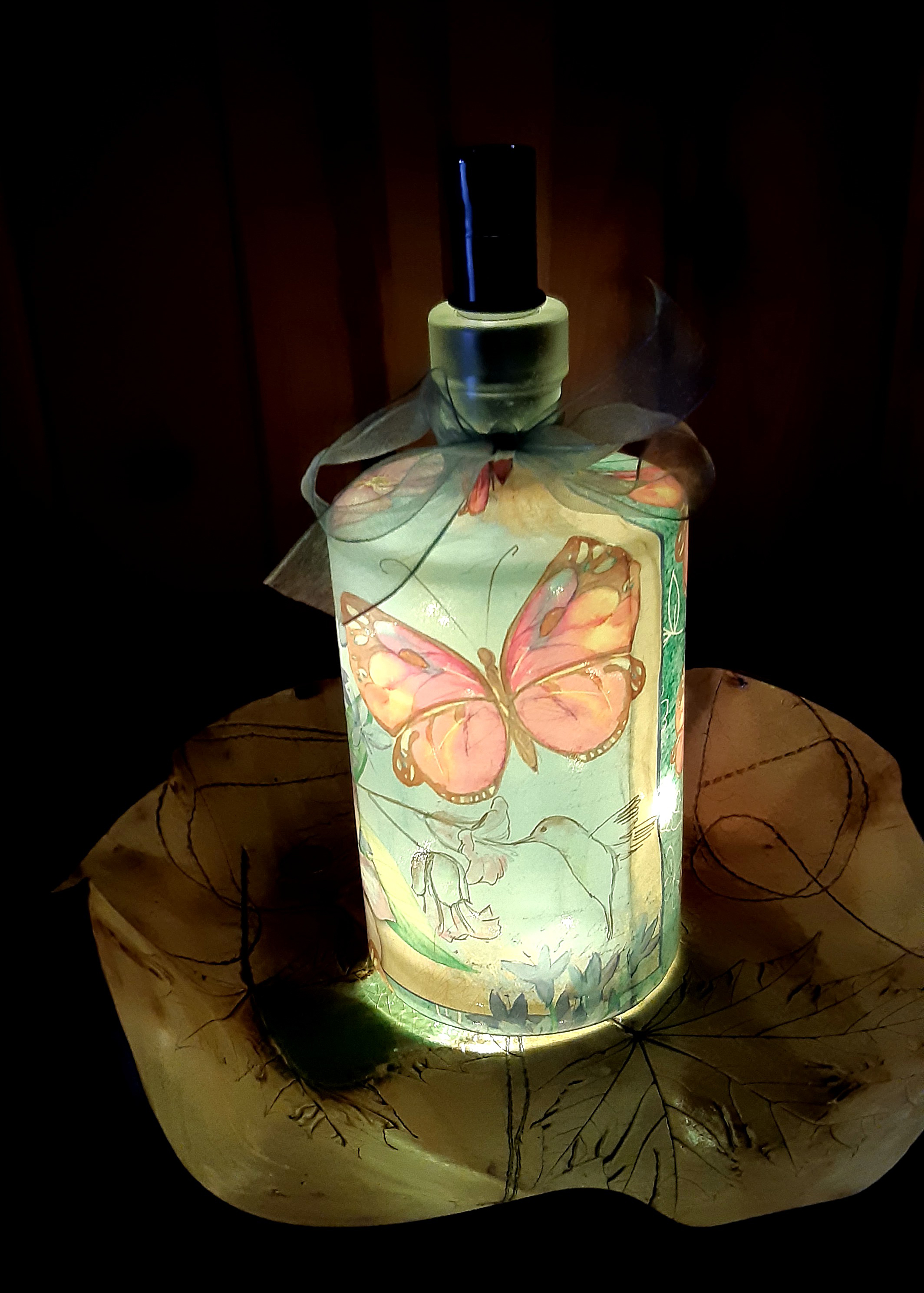 Led Flasche mit Schmetterling