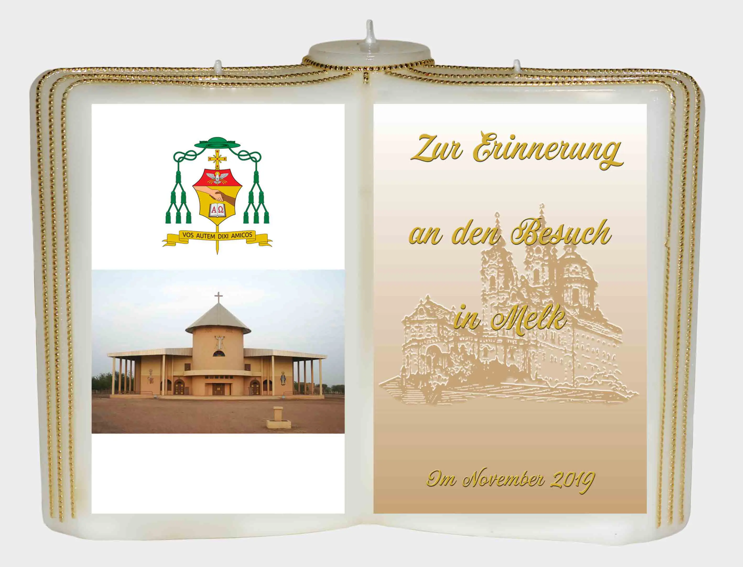 Buchkerze groß zur Erinnerung gestaltet